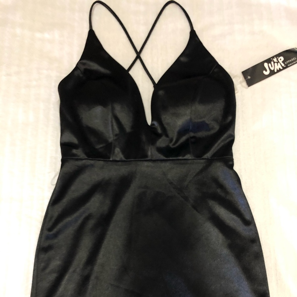 Black mini strap dress